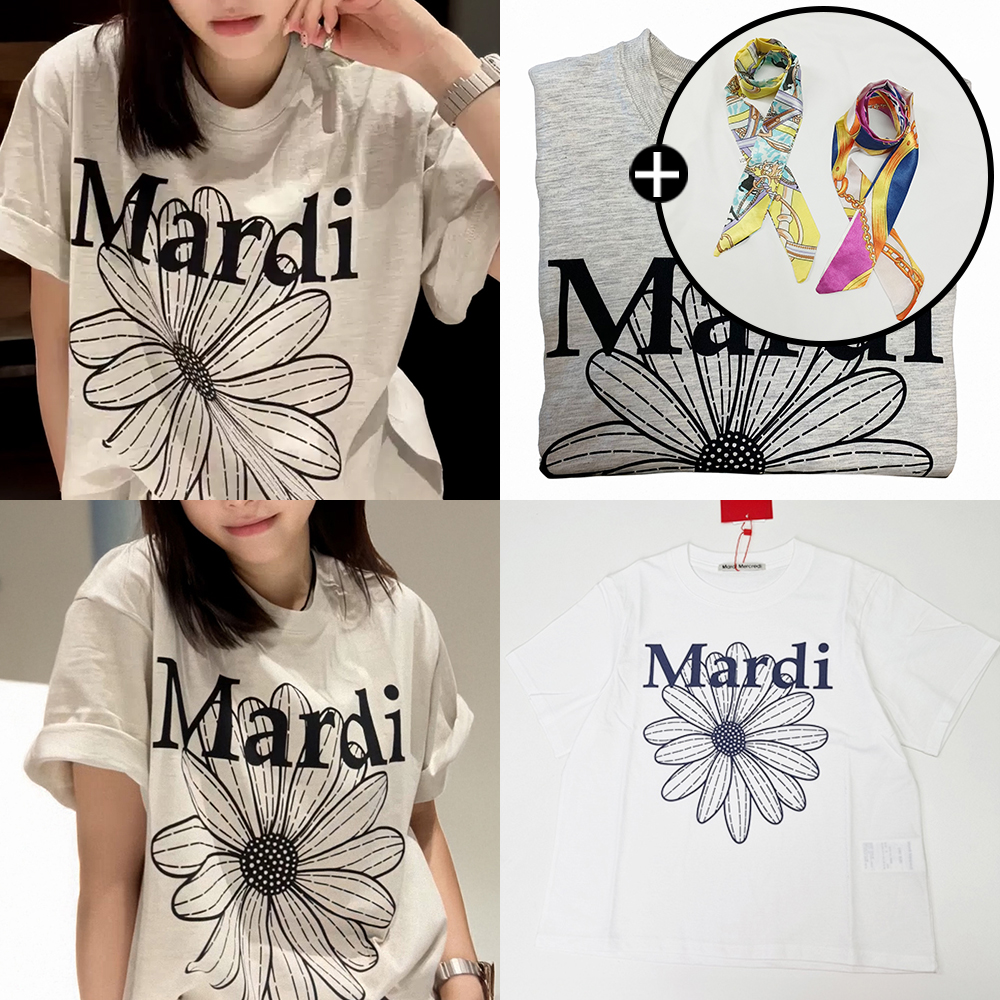 (국내매장판) 마르디메크르디 티셔츠 베이직 플라워 트리플 슬림핏 반팔티 남녀공용