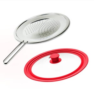 리빙글로리 1+1기름방지망 30cm+실리콘 멀티 뚜껑 후라이팬 스텐 뚜껑 덮개