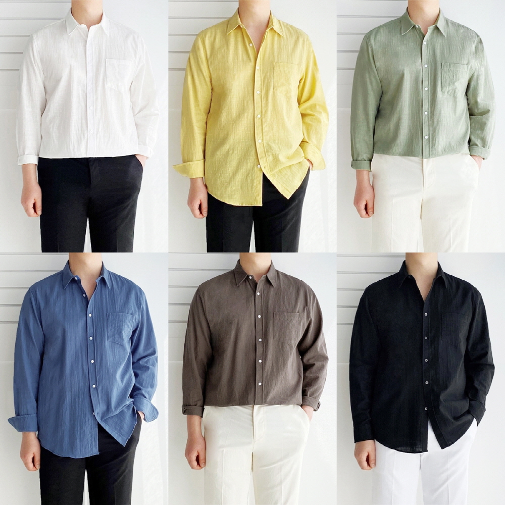 남자<b>린넨</b>터치셔츠 남성 봄 여름 워싱 면 <b>린넨</b>터치 셔츠 캐주얼 긴팔 남방 빅사이즈 남녀공용