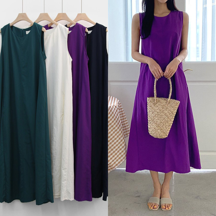 77사이즈 여름 휴가 바캉스룩 동남아 휴양지원피스 맥시 민소매 롱 프라다원단 바스락원피스