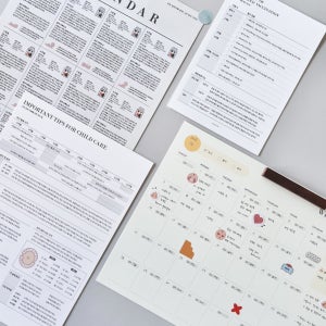 (육아캘린더+만년형 이유식 달력 2종 세트) 신생아 출산축하선물 수유 일지 디데이 준비물