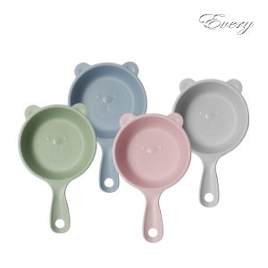 국산 곰돌이 손잡이 앞 접시 대형 4P 세트 안깨지는그릇 먹방 간식 플레이트 캠핑