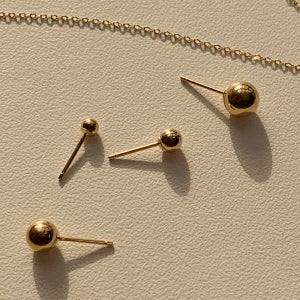 14k 베이직 골드 볼 귀걸이