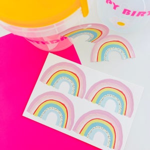 무지개 택 8p 레인보우 종이 파티 포장 생일 땡큐 텍 선물 셀프 구디백