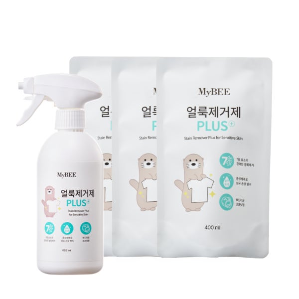 제제지크 마이비 얼룩제거제 플러스 485ml 1개 + 리필 400ml 3개 흰옷누런때 흰옷얼룩제거 와이셔츠목때