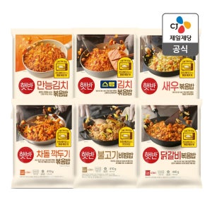 햇반 볶음밥 (냉동밥) 6개 구성 (닭갈비/불고기/차돌깍두기/새우/스팸김치 등)