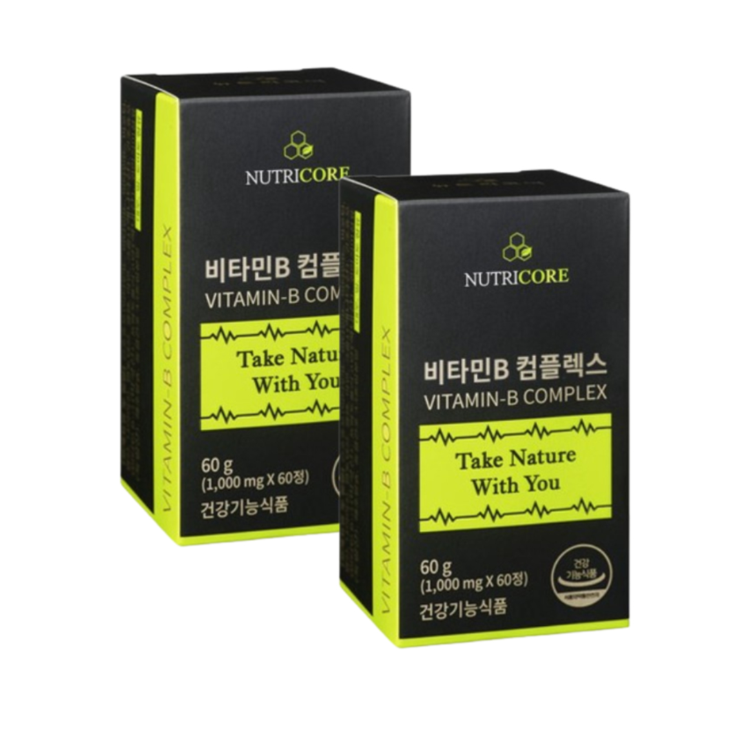뉴트리코어 비타민B 컴플렉스 1,000mg x 60정 x 2박스 4개월분 비오틴 함유