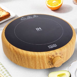 키친플라워 원형 인덕션 1구 IH 우드+국산 후라이팬 아이큐샵