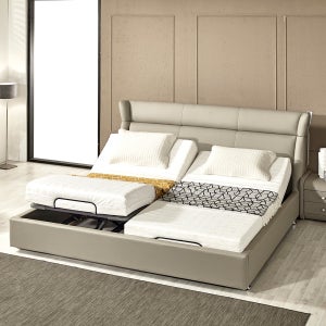 빅토 초생피 가죽 모션침대 2인용 안방 부부 접는 자동 리클라이너 침대 트윈(TW)