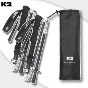 K2 컴펙트한 접이식 4단 등산스틱 길이조절 스틱가방 포함