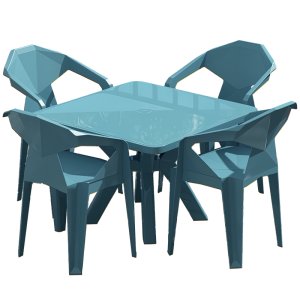 야외 테이블세트 카페 정원 테라스 마당 안뜰 플라스틱 의자 야시장 음식 식탁 등받이
