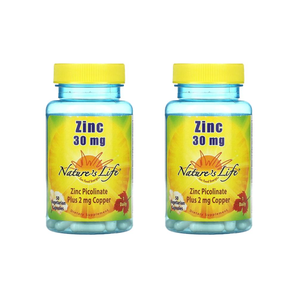 [해외직구] 네이처스라이프 징크 아연 피콜리네이트 플러스 구리 30mg 50베지캡슐 2팩 Nature’s Life Zinc 30 mg 50 Vegetarian Capsules