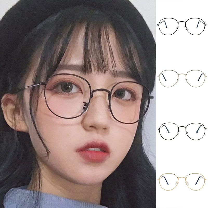 초경량안경테 빈티지 라운드 안경 맑은 렌즈 패션 골드 라운드 프레임 안경 남성 여성 안경 프레임 가짜 안경