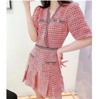 [파이널세일+할인] 마쥬 에스닉 트리밍 트위드 드레스 MAJE TWEED DRESS WITH ETHNIC TRIM