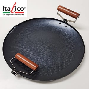 이탈리코 캠핑 그리들 38cm 무쇠 폴딩 그리들팬 고기불판 원목 손잡이 접이식