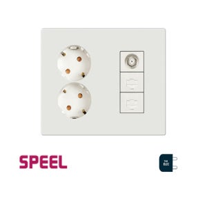 와이드형 스필 레나 일체형 아파트 통합수구 콘센트2구+통신1열몸체+커버