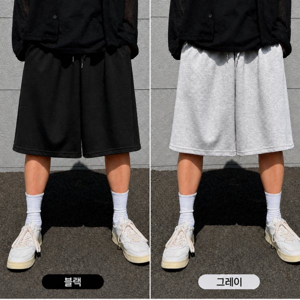 오버핏 반바지 남자버뮤다팬츠 와이드반바지 통큰 6부 벌룬 남여공용 빅사이즈 헬스바지 1+1