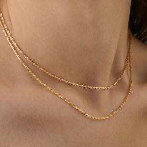 14k 18k 스파클링 체인 목걸이 -2size 스팽글 반짝이 컷팅 눈꽃 글리터 볼 여성