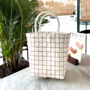 [단독제작] 가벼운 데일리 라탄백 화이트 바스켓백 핑크