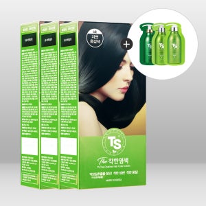 TS 더착한 PPD 없는 염색약 120g 3개+TS샴푸6g 3개(랜덤)