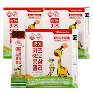 광동 키즈 6년근 어린이 홍삼젤리 CBP 초유단백질 30포, 3개