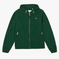 LACOSTE Short plain lightweight water-repellent zipped jacket with hood BH2512-00 Green 132