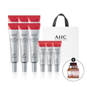 (특선물 선착순 4천원 추가쿠폰)AHC 텐레볼루션 리얼 아이크림 포 페이스 35ml 6개 +7ml 3개 +마스크팩 5개+쇼핑백