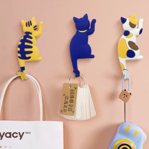 담앤드솜 냥이 자석후크 걸이 선반 현관 모자 정리 열쇠 차키 보관함 월포켓 수납 접착식