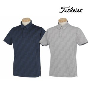 타이틀리스트 남성 체크 자카드 반팔 카라 티셔츠 TSMC2211
