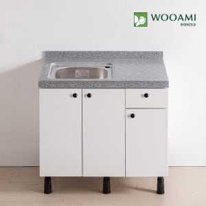 우아미가구 싱크대 / 900 인조대리석 개수대 서랍형 / 화이트 / 480싱글볼 / 좌형