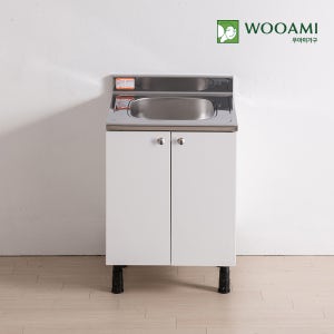 우아미가구 싱크대 600 스텐 개수대 / 화이트