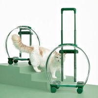 고양이캐리어 바퀴 가방 애견 강아지 고양이 투명 캐리어