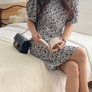 (SALE 당일) La creme 라크렘 데이지 플라워 린넨 썸머 미드 원피스