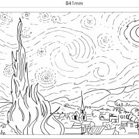 토마화실 컬러링 도안-고흐 별이 빛나는 밤