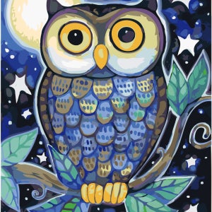 학교납품업체 DIY 명화그리기세트 쉬운그림 해바라기 고흐 사슴 사과 클림트 물감 꽃 유화 E16-꿈꾸는부엉이