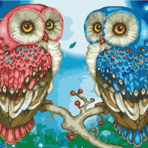 학교납품업체 DIY 명화그리기세트 쉬운그림 해바라기 고흐 사슴 사과 클림트 물감 꽃 유화 E17-행운의부엉이