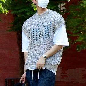 그라벨로 메쉬 펀칭 여름 남자 니트 조끼 베스트