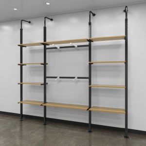 벽면형 사각 폴행거 혼합세트(3M) 3열P2S10 찬넬폴대