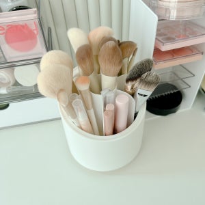 화장대 브러쉬 정리 보관함 빗 꽂이 360도 회전