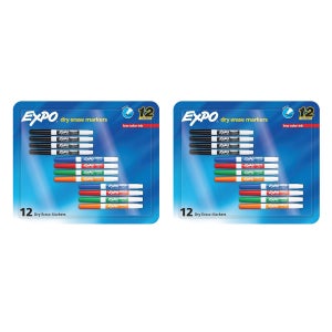 EXPO 이레이즈 마카 12개입 2팩 파인팁 어솔티드 EXPO Low Odor Dry Erase Markers, Fine Tip, Assorted