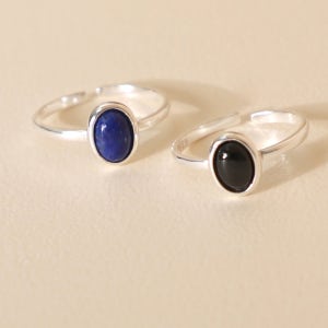 오닉스 라피스라줄리 원석 오픈링 레이어드 은반지