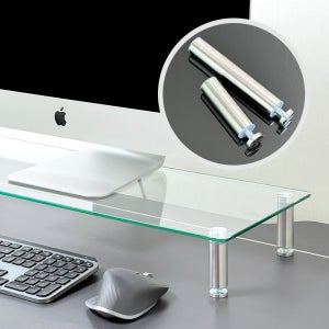 비컴피 강화유리 모니터 받침대 높이조절 컴퓨터 받침 높은 투명 선반 기본형 560