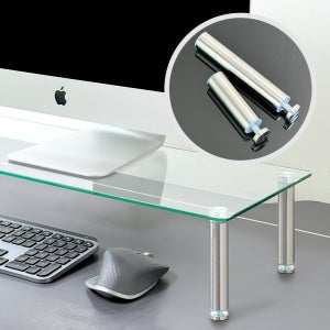 비컴피 강화유리 모니터 받침대 높이조절 컴퓨터 받침 높은 투명 선반 기본형 560