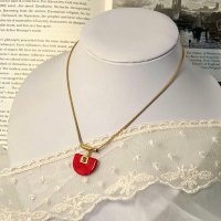 빈티지 레드 펜던트 금도금 목걸이 Vintage Red Pendant Gold Plated Necklace