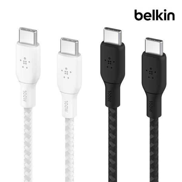 벨킨 부스트업 브레이디드 100W C to C타입 초고속 충전 케이블 PD 2미터 CAB014bt2M 아이폰17 갤럭시 S26 아이패드 맥북 노트북 충전