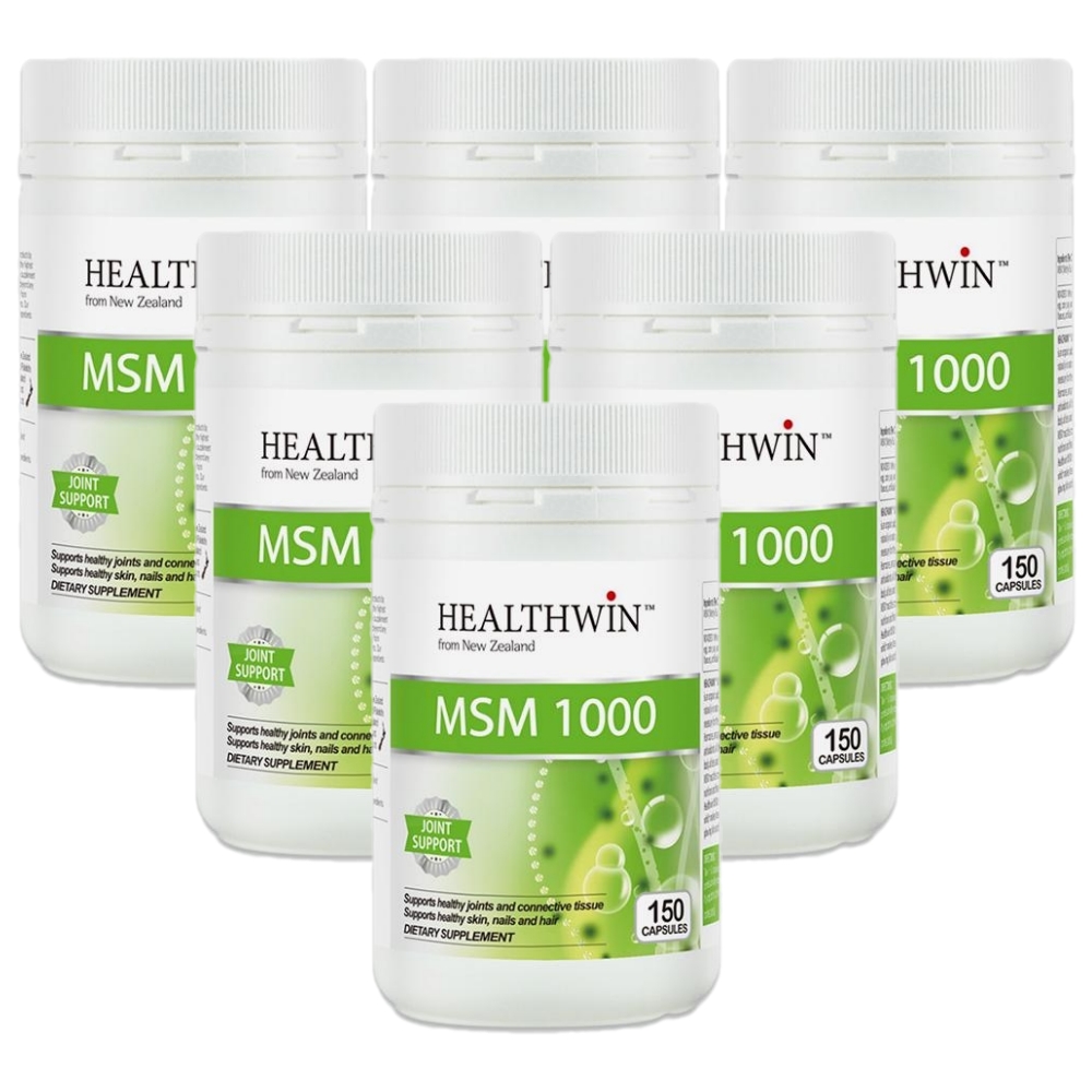 <b>헬스윈 MSM</b> 1000 150캡슐 x 6 뉴질랜드 식물성 MSM 식이유황 가루 엠에스엠