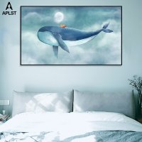 고래 푸른 고래 바다 포스터 아기 보육실 인쇄 amp 장식 비행 하늘에 벽 2