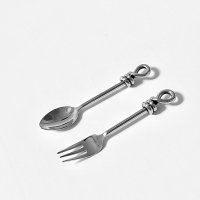 knotted cutlery 매듭 커트러리 티스푼 티포크 세트 케이크 디저트 실버 스텐