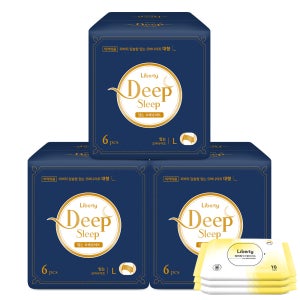 [국내생산] 딥슬립 입는오버나이트 대형 6PX3팩 + 이너티슈3팩