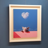 행운의 돼지그림,집들이선물 송형노 - 담장위의 올리비아 ufeff Heart cloud Pink shadow 아이방인테리어,그림액자